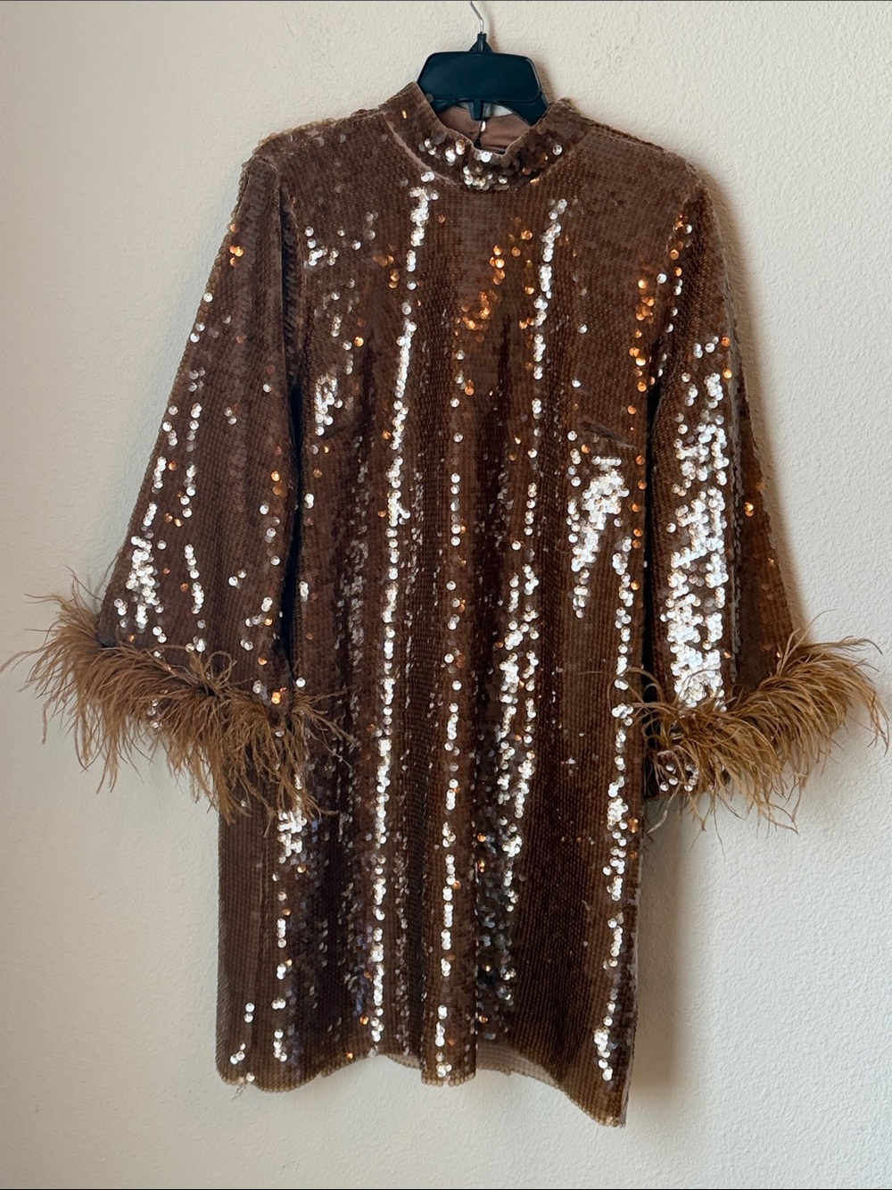 Ungaro Mackenzie Sequin Dress. Copper brown NEW w Tags